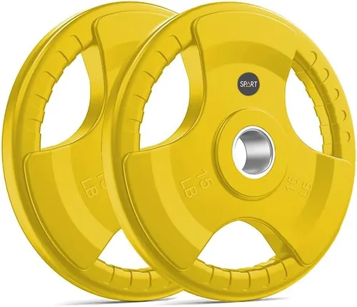 Vista 6 de SPART Placas de Peso Olímpico de 2 Pulgadas con Recubrimiento de Goma de Color en Pares o Individual para Entrenamiento de Fuerza, Levantamiento