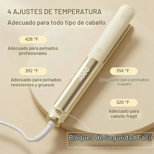 Vista 4 de Plancha de pelo para mujer, 20s calentamiento, 4 ajustes de temperatura