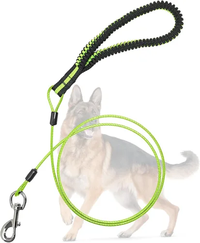 Vista 8 de Correa de perro resistente, correa de metal a prueba de mordidas para perros grandes (hasta 250 libras), correas de perro de cuerda de alambre de 5