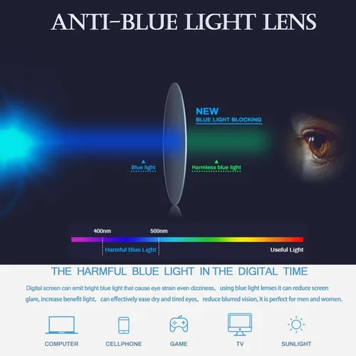 Vista 7 de PORADAY Gafas rectangulares para mujeres y hombres, lentes de luz azul, anteojos cuadrados negros