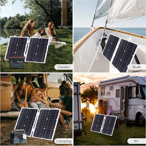 Vista 8 de Sistema de energía solar de 36 W, panel solar plegable con cuatro cargadores USB + inversor de corriente de 500 W + controlador de carga solar de 30