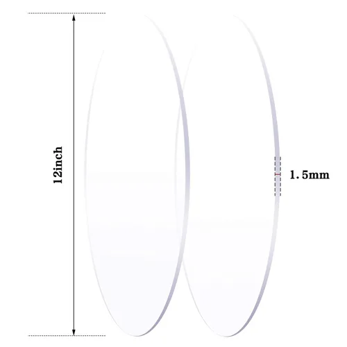 Vista 2 de Zonon 2 hojas redondas de acrílico transparente de 12 pulgadas, disco acrílico para tartas de 1/16 pulgadas de grosor, disco circular transparente