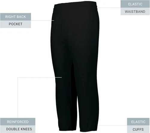 Vista 5 de Augusta Sportswear Men's Augusta Sportswear Gamer Pull-up Baseball Pant with Moisture Management for Softball Champions! Negro