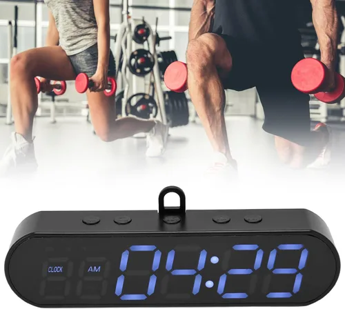 Vista 7 de Temporizador portátil de gimnasio, imán recargable por USB, reloj de entrenamiento con intervalo de exhibición grande, cronómetro con zumbador