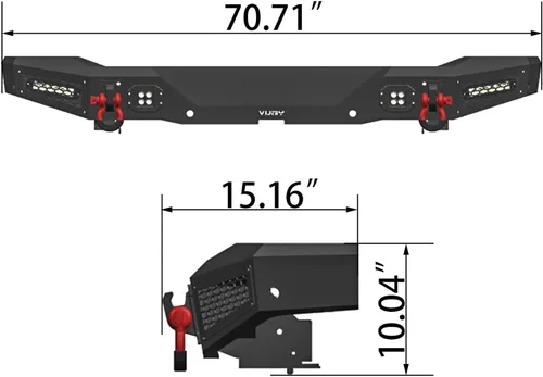 Vista 4 de Parachoques trasero de acero para Ford Bronco 2021-2025 con luces y anillos en D (textura negra)