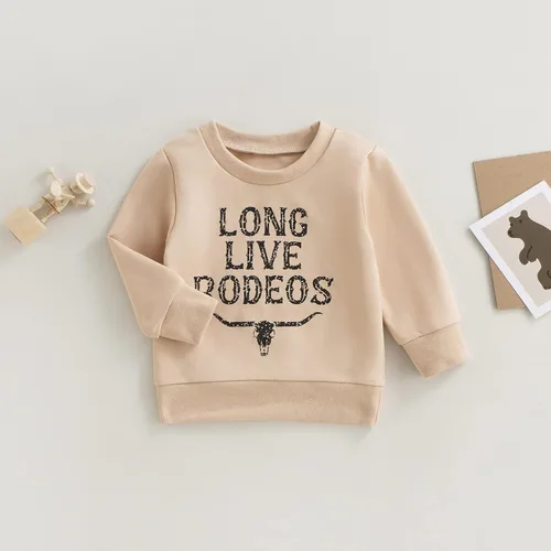Vista 2 de Sudadera de manga larga con letras para bebés, niños, de gran tamaño, para otoño e invierno