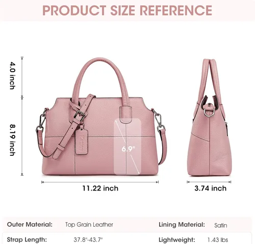 Vista 21 de Kattee - Bolsos de piel auténtica para mujer, bolsos de mano suaves para mujer