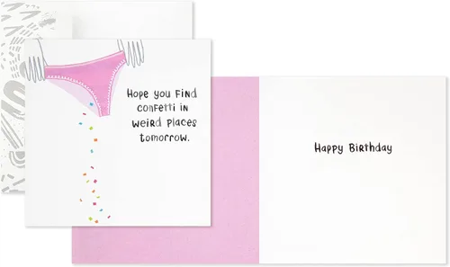 Vista 3 de Hallmark Good Mail - Paquete de 2 tarjetas de cumpleaños para mujer (vino y confeti)