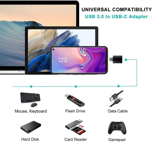 Vista 3 de Paquete de 4 adaptadores USB C, adaptador USB C a USB 3.0 OTG, adaptador micro USB a USB C compatible con MacBook Pro, iPhone 17/16/15, iPad