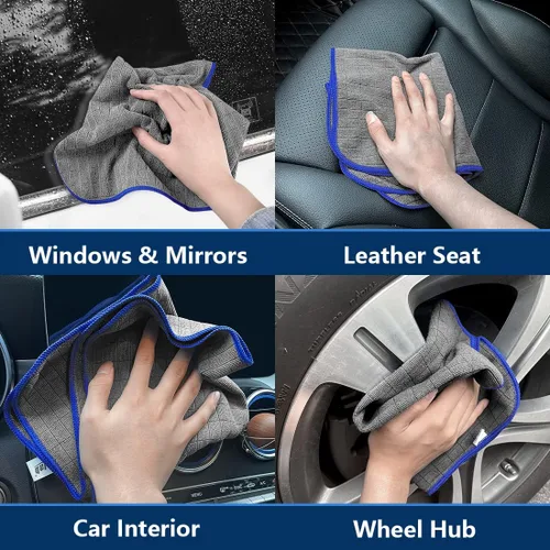 Vista 9 de Airlab Paños de limpieza de microfibra para ventanas de pulido, trapos sin pelusas, paquete de 8 y toallas de microfibra para autos, lavar y secar