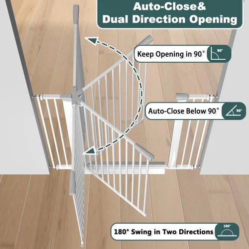 Vista 11 de Puerta para gatos extra alta para puertas, puerta de mascotas montada a presión para gatos y perros, puerta de bebé de 51.18 pulgadas de alto