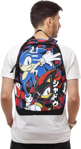 Vista 7 de Bioworld Sonic The Hedgehog Sonic & Shadow Mochila negra para adultos de 18.5 pulgadas