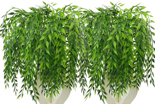 Vista 18 de CATTREE Arbustos artificiales, plantas de plástico, hierba de bambú, arbustos verdes falsos, hojas verdes, bodas, interiores, exteriores, hogar