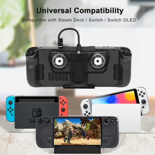 Vista 6 de Steam Deck Cooling Fan,Uxilep Portable Stand Dock and Dual Cooling Fan Compatible with Steam DeckNintendo SwitchOLED,Steam Deck Dock Cooler,Steam