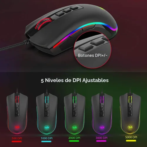 Vista 6 de Redragon Ratón óptico para juegos M711 Cobra RGB negro