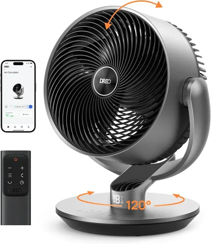 Vista 2 de Dreo Ventiladores inteligentes para dormitorio con control remoto (DR-HAF004S) Ventilador de pedestal con control remoto (PolyFan 513S)