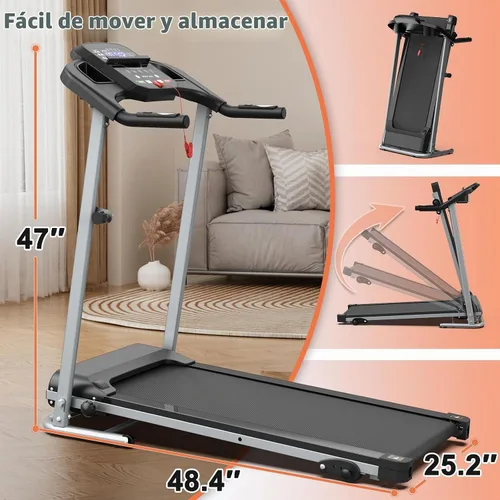 Vista 4 de Home Foldable Treadmill with Incline, Folding Treadmill for Home Workout, Electric Walking Treadmill Machine 15 Preset or Adjustable Programs 250 LB