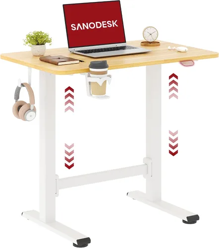 Vista 30 de SANODESK - Escritorio de pie móvil de una pieza con resorte de gas de 32 x 20 pulgadas