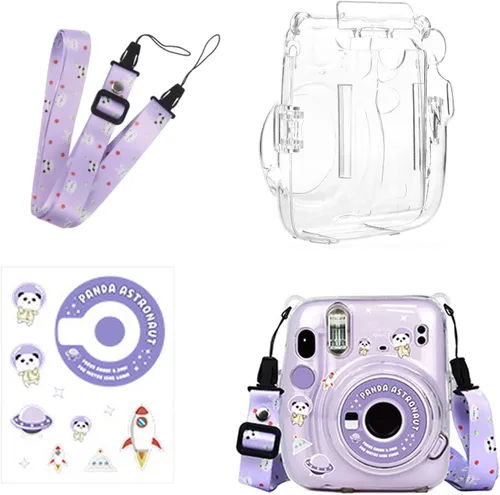 Vista 13 de Kit de funda transparente Mini 11 para Fujifilm Instax Mini 11, funda para cámara instantánea con bolsillo para película, calcomanías adhesivas