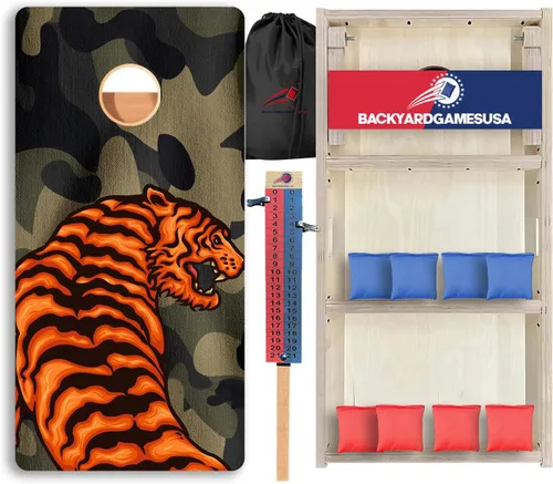 Vista 63 de CornholeGamesUSA Pro - Juego de tablas de Cornhole Fabricado en Estados Unidos Abedul báltico 3/4 Sin rebote Patas triples gruesas Dos