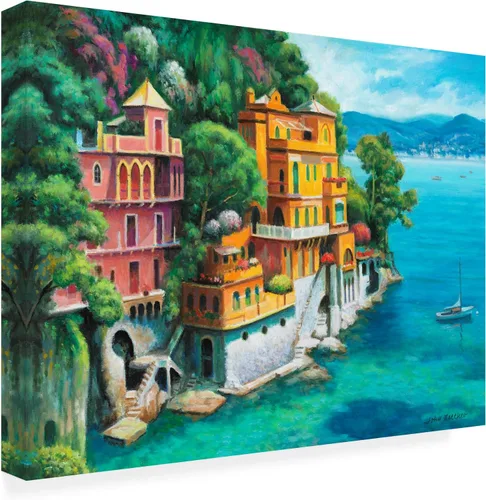 Vista 4 de Trademark Fine Art Lienzo decorativo para pared, diseño de John Zaccheo "Domina Beach Portofino Italy", arte de pared para sala de estar, dormitorio