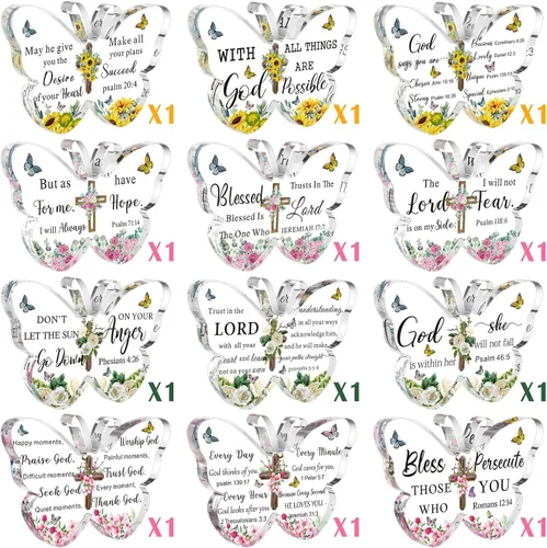 Vista 5 de Pinkunn 12 piezas de regalos cristianos de acrílico para mujeres, regalos religiosos inspiradores para el Día de la Madre, regalos religiosos