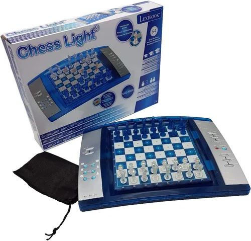 Vista 7 de LEXIBOOK, ChessLight, Juego de ajedrez electrónico con táctil, teclado sensible y efectos de luz y sonido, 32 piezas, 64 niveles de dificultad