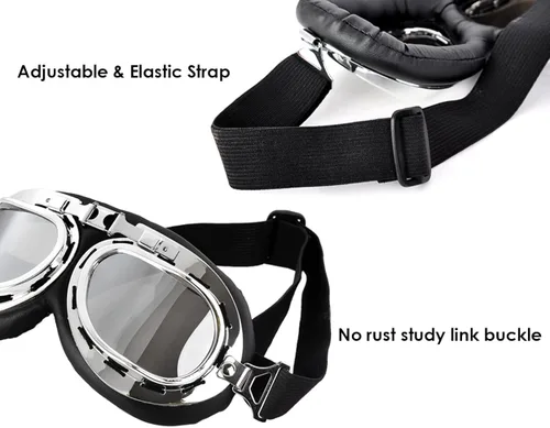 Vista 5 de Gafas de cosplay Steampunk para motocicleta, disfraz retro estilo piloto