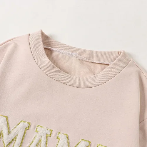 Vista 5 de Winioder Mommy and Me - Conjunto a juego con estampado de letras y cuello redondo, sudadera de manga larga para bebé