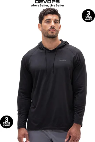 Vista 8 de DEVOPS - Sudadera con capucha para hombre, de manga larga, para pesca, senderismo, correr, entrenamiento