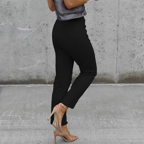 Vista 3 de HJYUZP Wide Leg Sweatpants Women's Cotton Containing High Waist Slim Fit Perforated Tie Design Sweatpants for Women