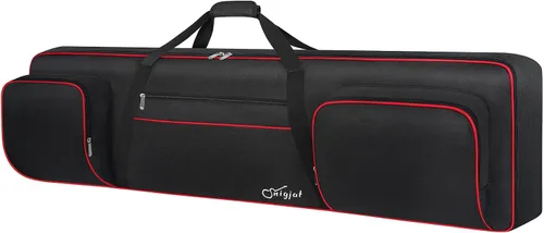 Vista 13 de SNIGJAT Funda para teclado de 49 teclas suave, bolsa de piano con bolsillos acolchados para piezas de instrumentos y accesorios, bolsa impermeable