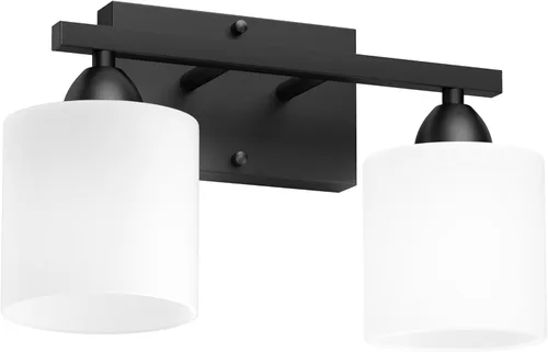 Vista 8 de Luces de baño negras sobre espejo, lámpara de tocador anti-óxido para baño, moderna lámpara de pared de 2 luces para sala de estar, base estándar