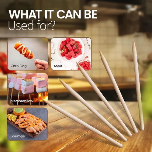 Vista 7 de Alpine Cuisine Brochetas de bambú para barbacoa - Palitos de kebab de 6 pulgadas (50 unidades) para aperitivos y smores