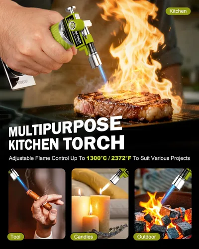 Vista 6 de RAVS Encendedor de butano con modo de llama dual, soplete de cocina recargable, soplete de metal para hornear, cocinar, arte de resina con llama