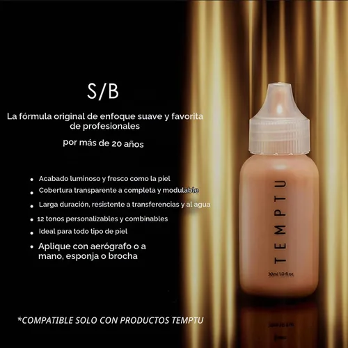 Vista 3 de TEMPTU S/B Silicone-Based Airbrush Foundation 001 Porcelana
