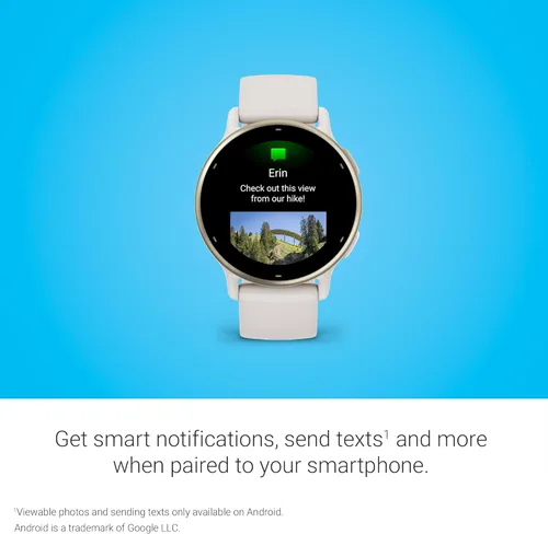 Vista 6 de Garmin vívoactive 5, reloj inteligente GPS de salud y fitness, pantalla AMOLED, hasta 11 días de batería, color marfil