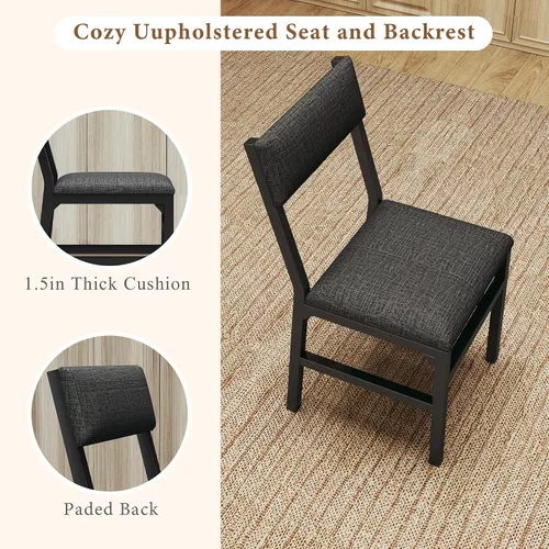 Vista 6 de Juego de mesa de comedor de 7 piezas para 4-6, sillas extensibles para mesa de cocina, juego de 6 con 6 sillas, mesa de comedor rectangular