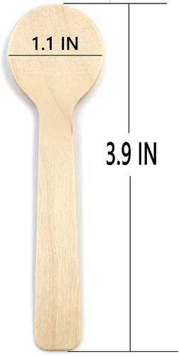 Vista 4 de Cucharas de postre de helado de madera de 3.9 pulgadas, cubiertos de madera desechables, paquete de 100
