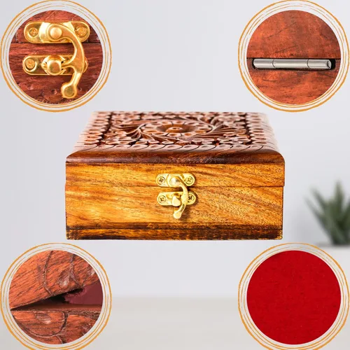 Vista 6 de Joyero de madera hecho a mano, organizador de madera para recuerdos, caja de almacenamiento de joyas, organizador multiusos, gran regalo para tus