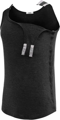 Vista 4 de Deyeek Camisetas sin mangas unisex con acceso completo a presión para hombres y mujeres, camisetas de recuperación de hombro para después