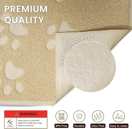 Vista 2 de Andalus Tapete Pequeño para Arena de Gatos, Paquete de 2 - Impermeable, Antideslizante y Fácil de Limpiar, Tapete para Caja de Arena de Gatos