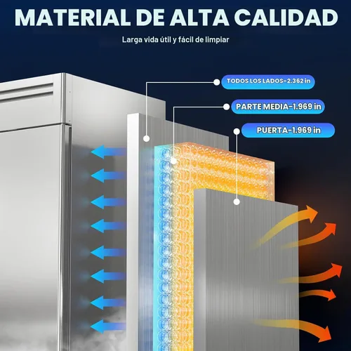 Vista 6 de Coolski Congelador comercial de 19.32 pies cúbicos con puerta sólida, ventilador de congelador de acero inoxidable de alcance vertical de 27