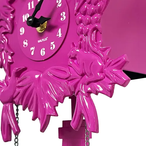 Vista 6 de WALPLUS Reloj de pared clásico de cuco rosa con diseño de pájaro colgante para decoración del hogar, reloj de Navidad, regalos