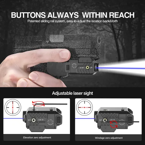 Vista 6 de Solofish - Linterna táctica de 500 lúmenes compatible con riel compacto, haz verde/rojo/azul y combinación de luces LED blancas con luz