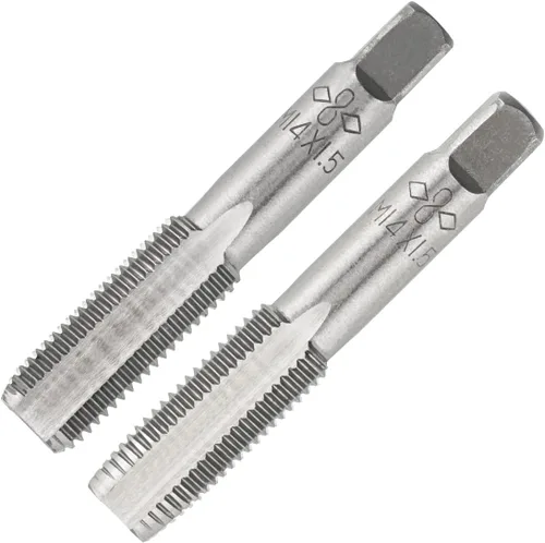 Vista 8 de M2 X 0.4 Mano métrica de grifo, mano derecha M2 X 0.016 in roscado mano grifo 1 par M2 X 0.4 Hand Tap 1Pair, Made of Alloy Tool Steel, Includes a