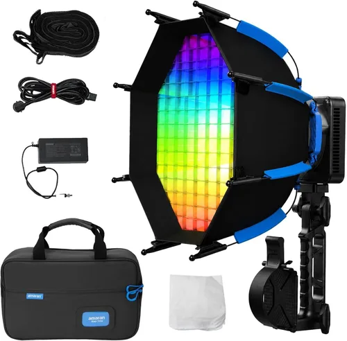 Vista 11 de Amaran Ray 60c RGB LED Video Light with Octa Dome 30 Softbox Portable Bag