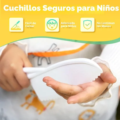 Vista 4 de Yeeammk Montessori - Juego de cuchillos para niños pequeños, 3 cuchillos seguros para niños para cocina real, juegos de cocina, herramientas