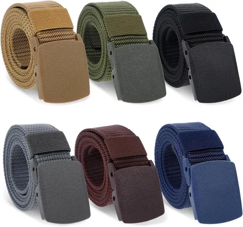 Vista 8 de simarro Tactical 6-Pack Nylon Webbing Canvas Belt - Men & Women's Military, Outdoor, Hiking & Casual Belt