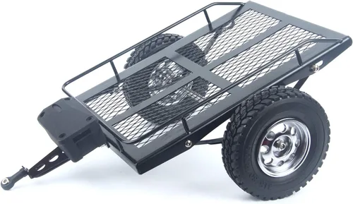 Vista 2 de LCX Carreras 1/10th RC Crawler Car Heavy Duty Metal Trailer RC Crawler Hooper Trail Cargo Carrier Kit de metal para Axial SCX10 SCX10 II TRX4 TRX6
